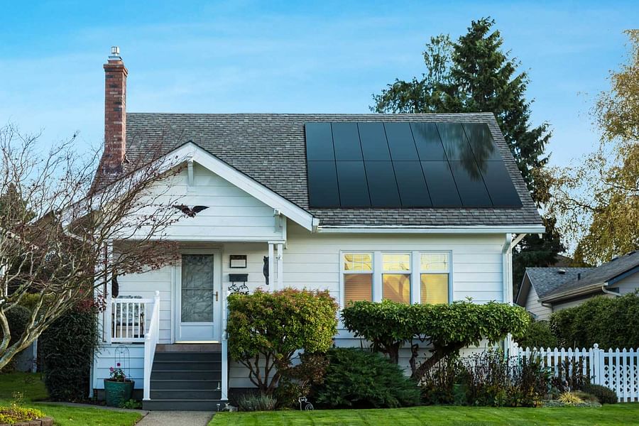 luxury home solar panels landscaping